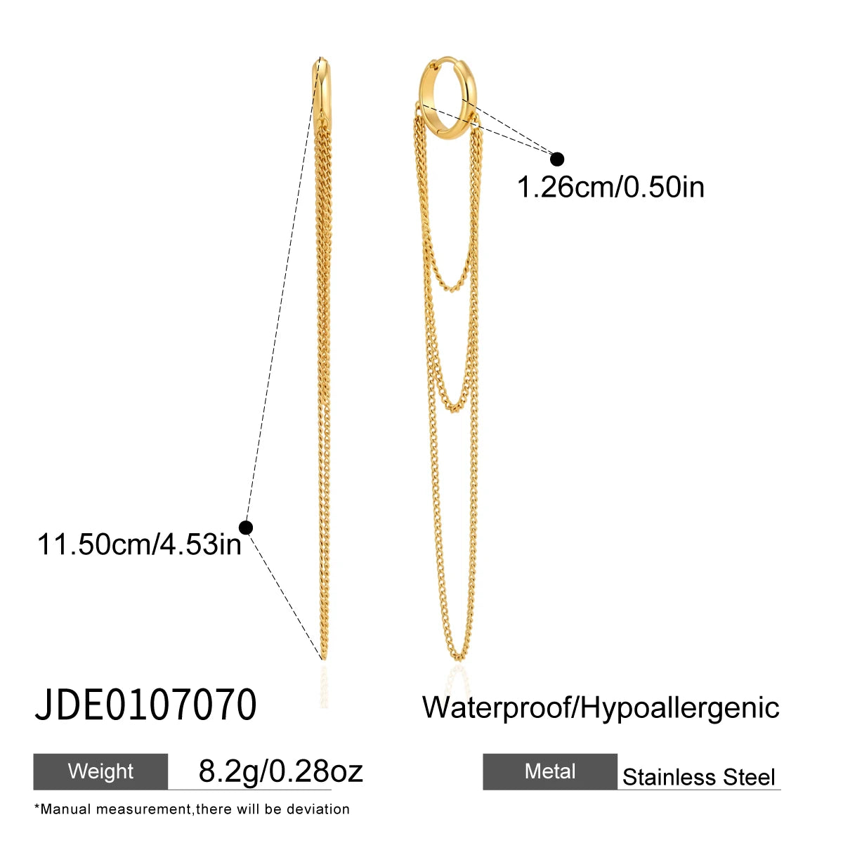 KIKA Minimalist Long Chains Tassel Earrings For Women Classic 18K Gold Plated Stainless Steel 316L