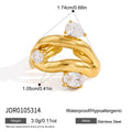 KIKA Delicate Zircon Geometric Open Rings 18K Gold PVD Plated Stainless Steel 316L