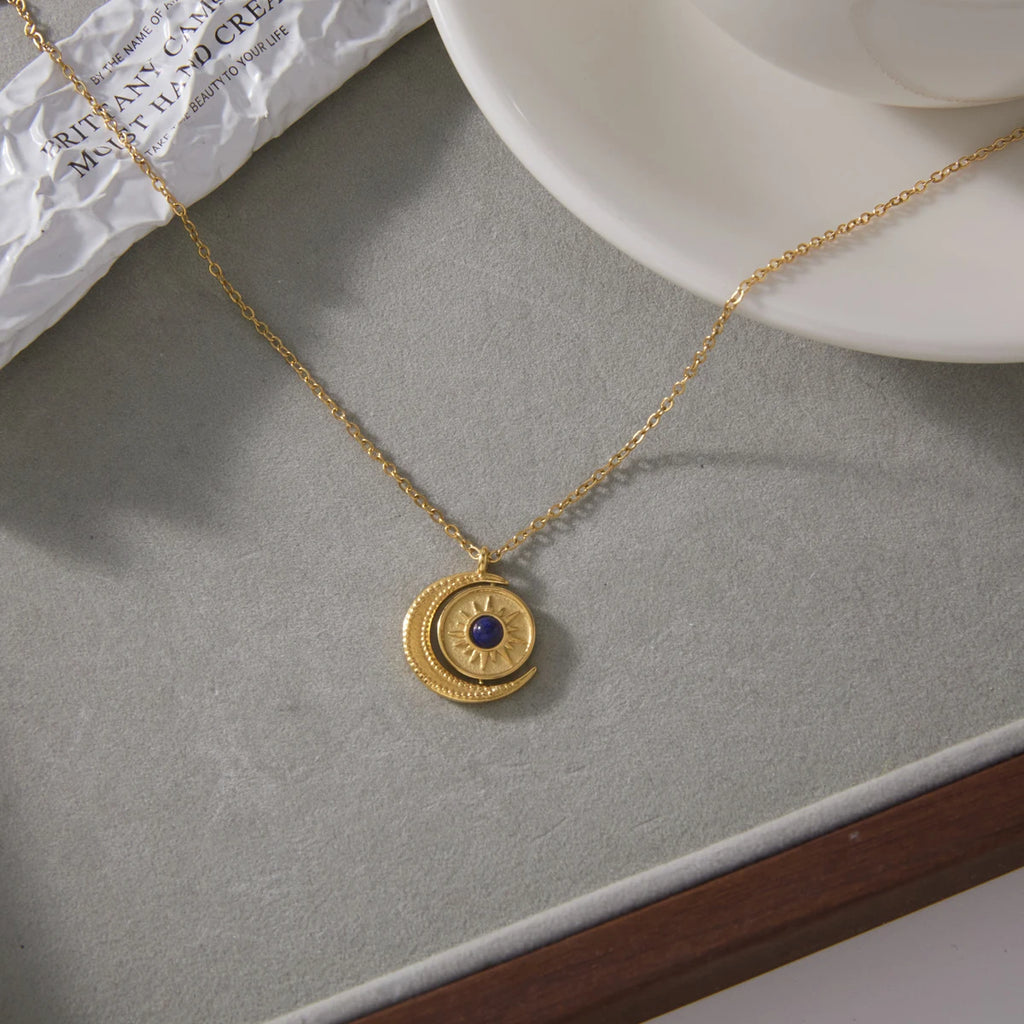 Kika Rotatable Moon Sun Pendant Necklace