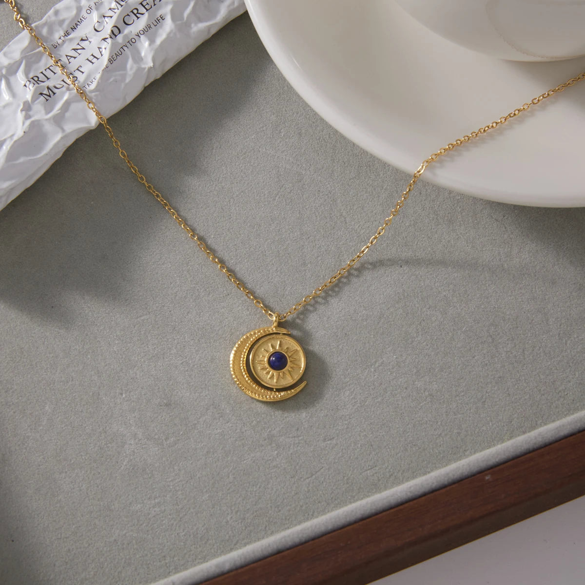 Kika Rotatable Moon Sun Pendant Necklace