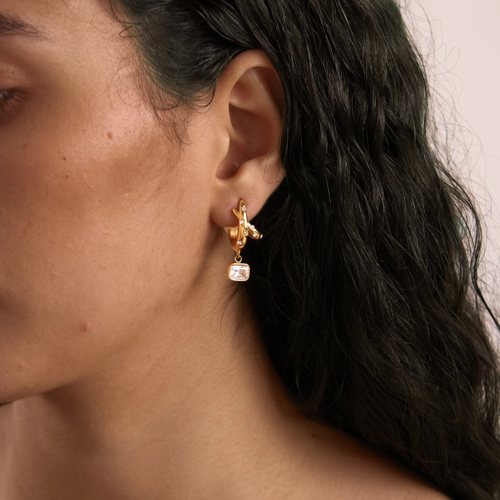 Kika Geometric Zircon Drop Earrings Minimalist 18K Gold PVD Plated Stainless Steel 316L