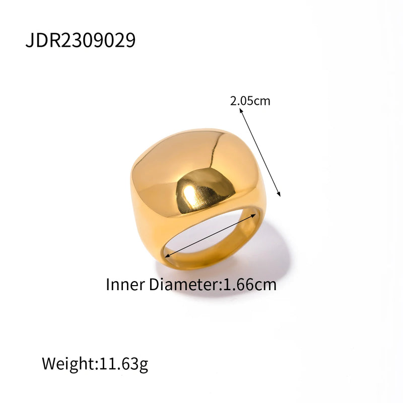 Kika Minimalist Gold Color Stainless Steel Cast Waterproof Trendy Ring Women Fashion Textured High Quality Geometry Jewelry