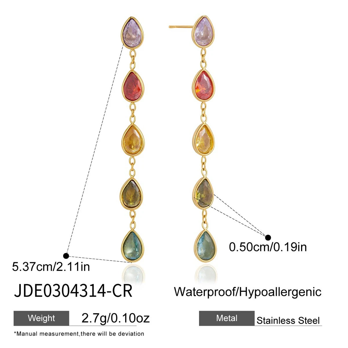 Kika Multicolor Geometric Zircon Drop Earrings