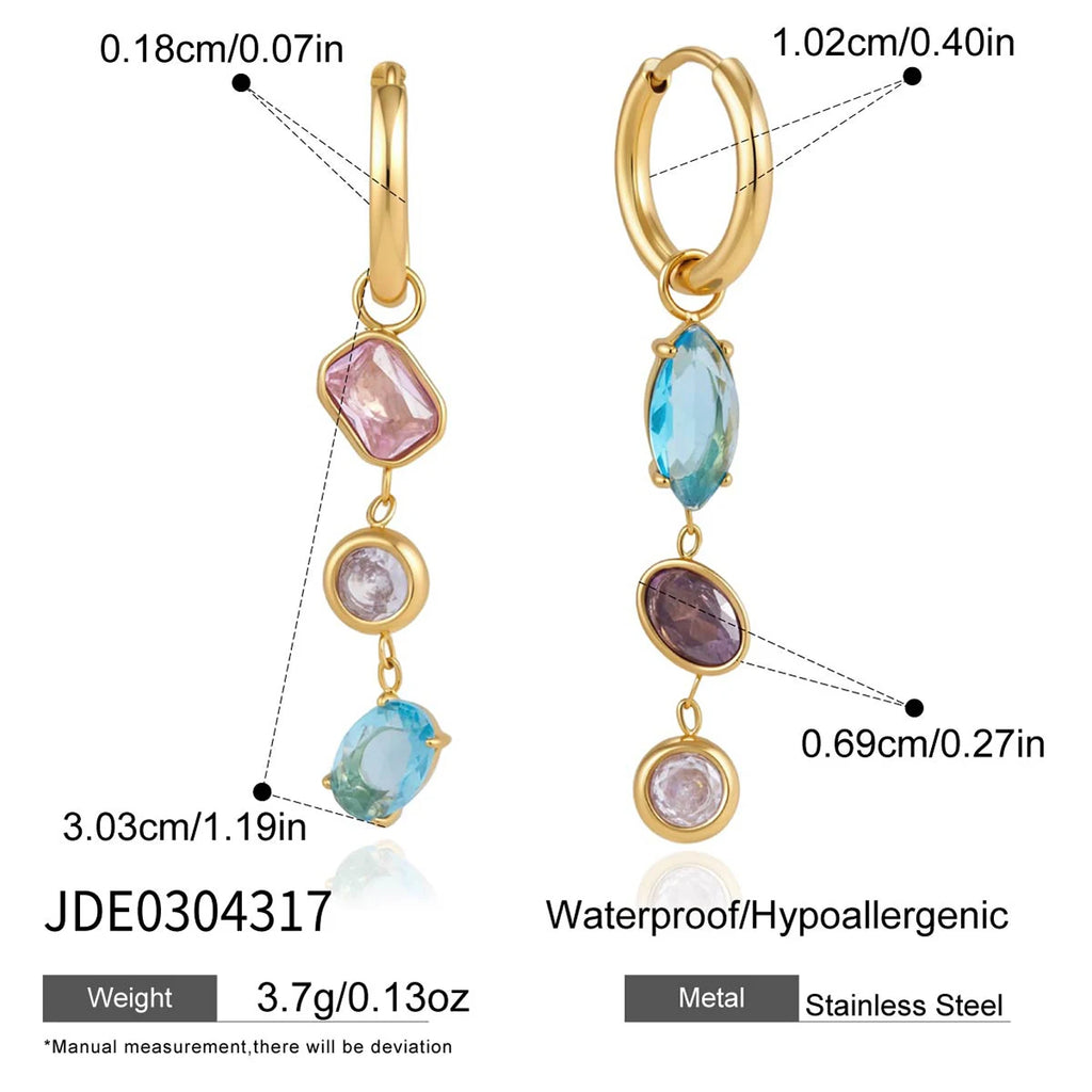 Kika Elegant Multicolor Geometric Zircon Drop Earrings