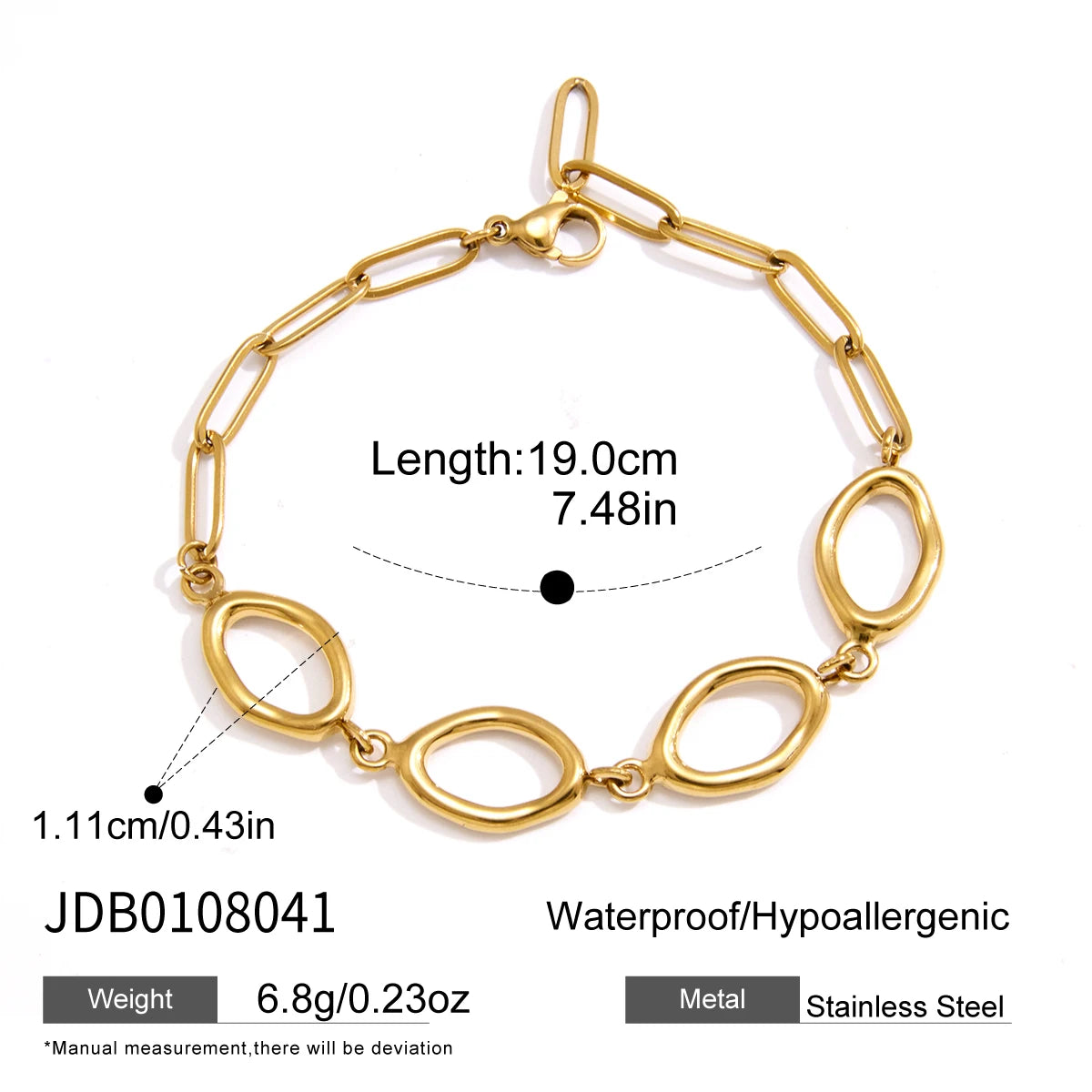 KIKA Classic Geometric Hollow Chain Bracelet For Women Minimalist 18K Gold PVD Plated Stainless Steel Bracelet Fashion Jewelry