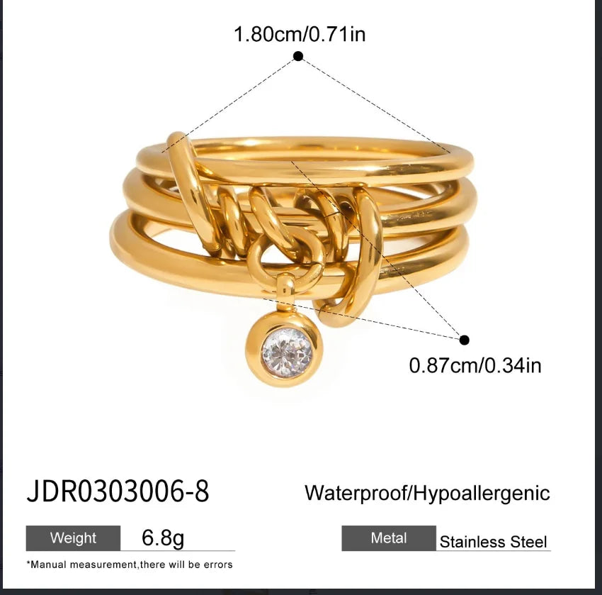 Kika Classic Unique Sun Shaped Hollow Ring Gold Color Stainless Steel