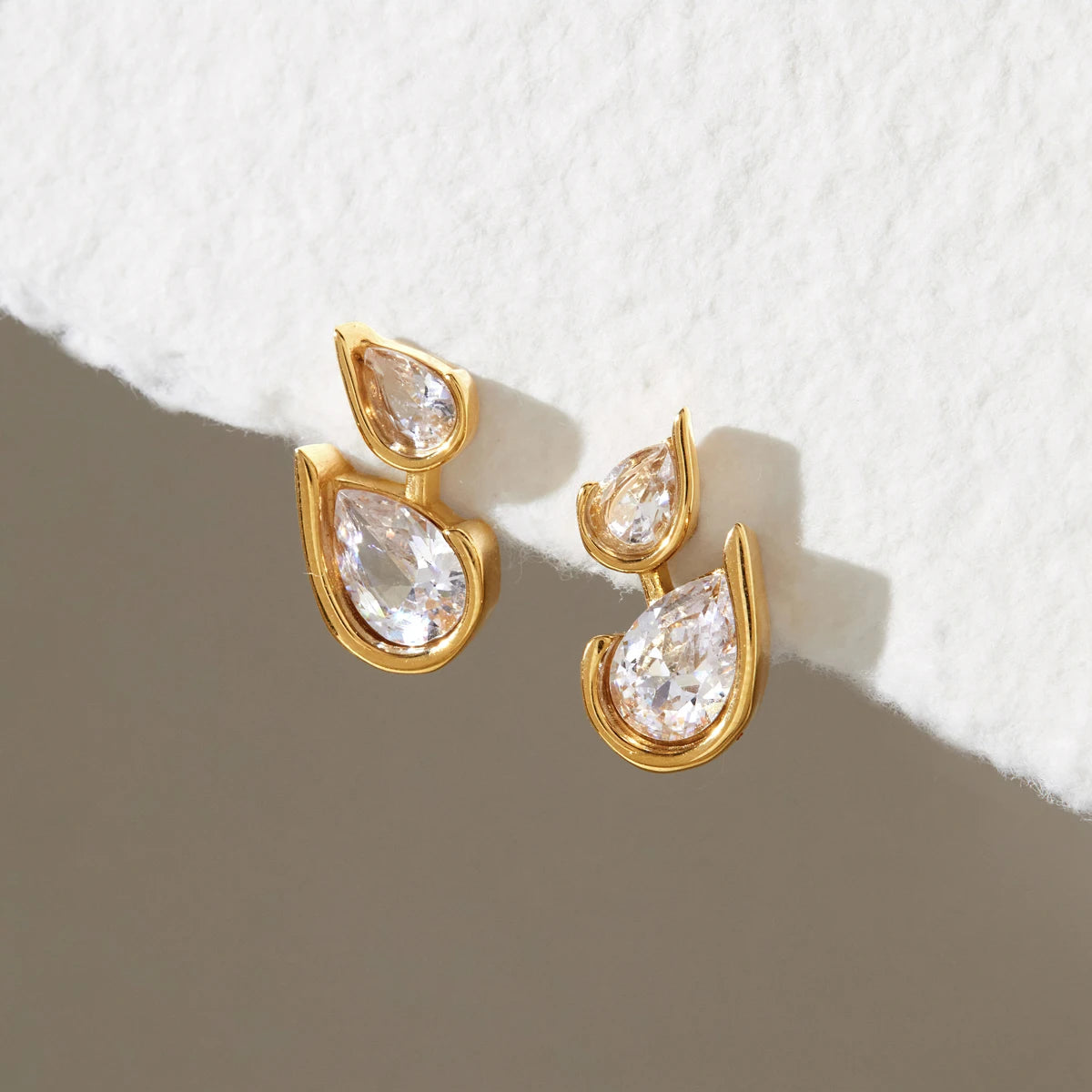 KIKA Water Drop Zircon Stud Earrings For Women Minimalist 18K Gold PVD Plated Stainless Steel Earrings Fashion Jewelry Gift