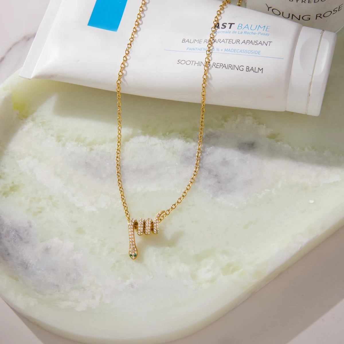 Kika Delicate Crystal Snake Pendant Necklace