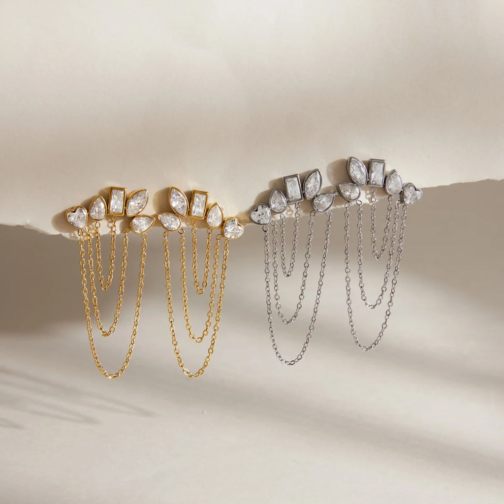 Kika Geometric Zircon Stud Earrings