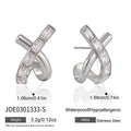 KIKA Rectangle Zircon X Shape Cross Stud Earrings  18K Gold PVD Plated Stainless Steel 316L
