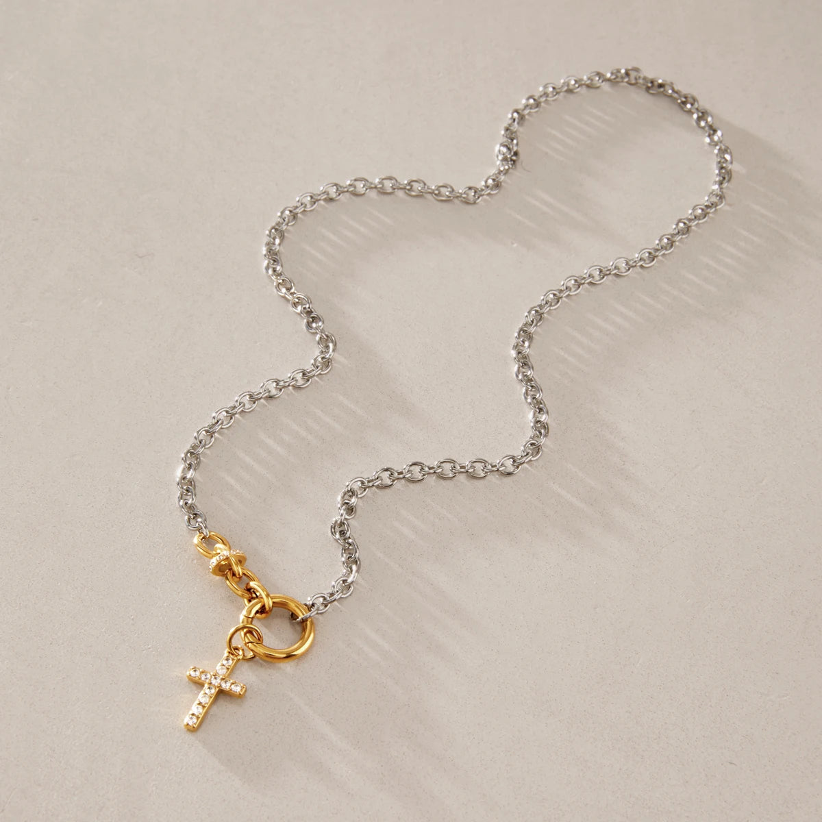 KIKA Detachable Heart Cross Pendant Necklace For Women Minimalist 18K Gold PVD Plated Stainless Steel Necklace Fashion Jewelry