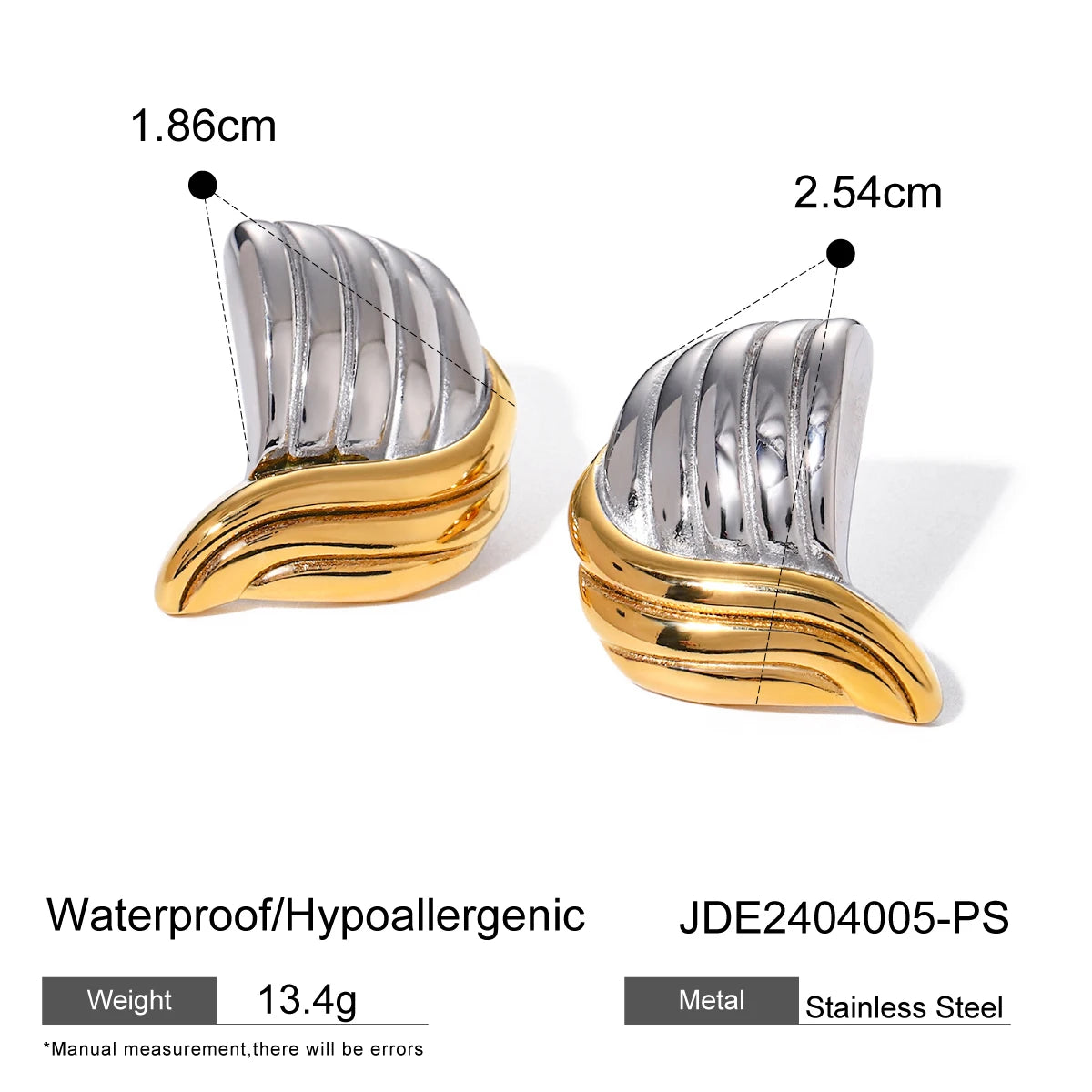 Minimalist Two tone Stainless Steel Thread Irregular Round Earrings
