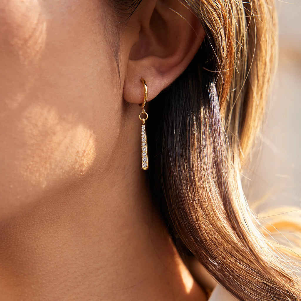 Kika White Rhinestone Droplet Pendant Earrings