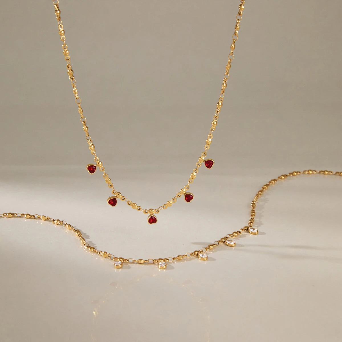 KIKA Water Drop Heart Zircon Pendant Necklace For Women Minimalist 18K Gold Plated Stainless Steel Necklace Fashion Jewelry