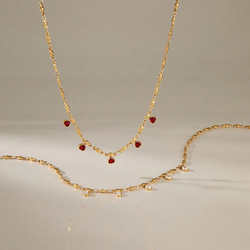 KIKA Water Drop Heart Zircon Pendant Necklace For Women Minimalist 18K Gold Plated Stainless Steel Necklace Fashion Jewelry
