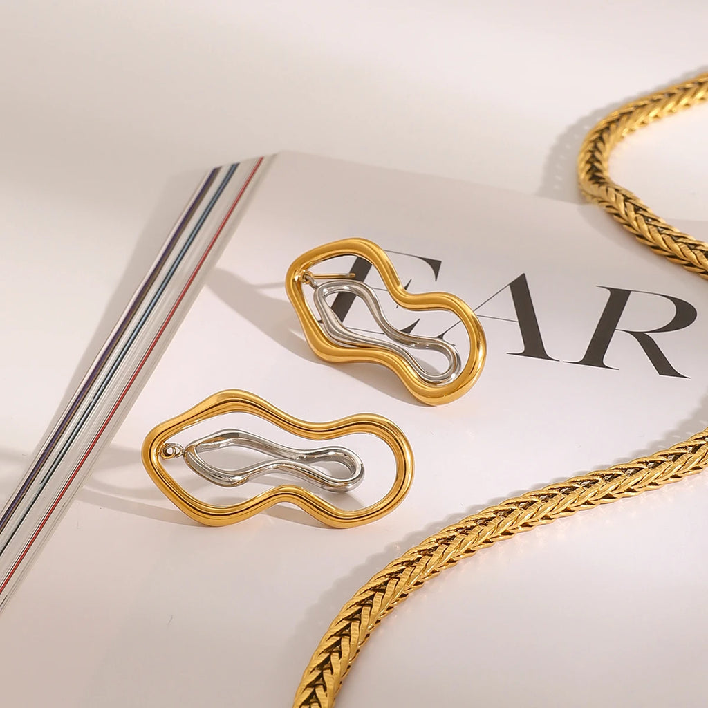 Two Tone Sculptural Freeform Earrings