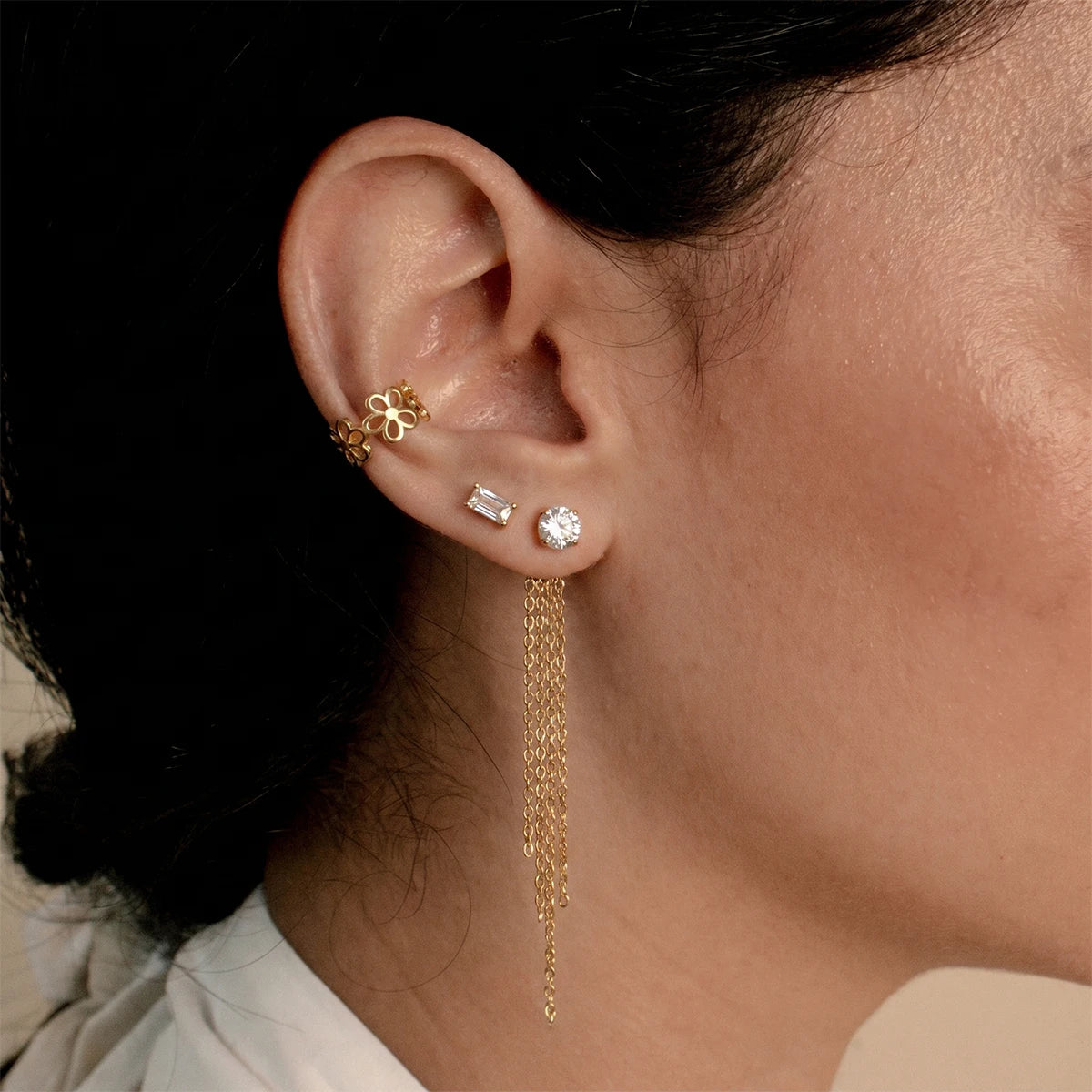 Kika  Delicate Round Zircon Stud Earrings