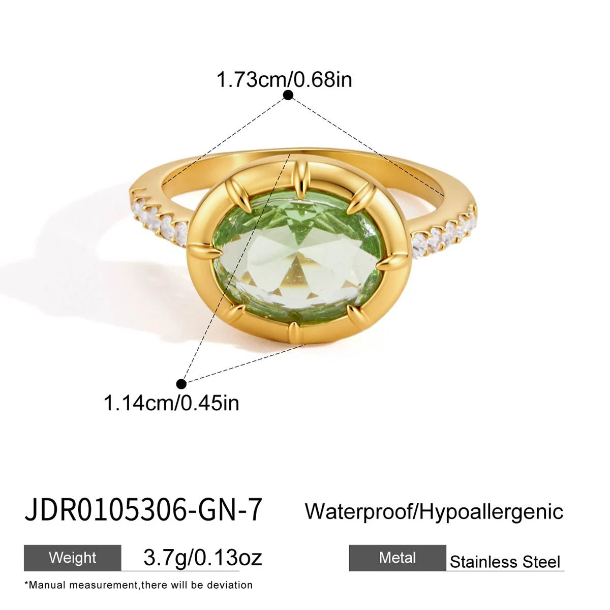 Kika Multicolor Geometric Zircon Rings For Women Minimalist 18K Gold PVD Plated Stainless Steel 315L