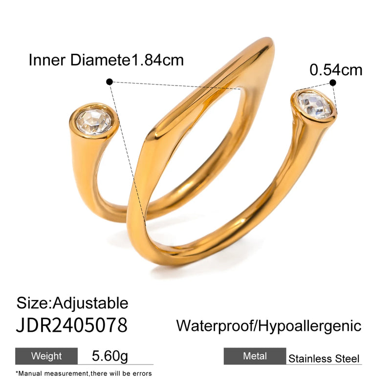 Kika Design Stainless Steel Whirl rhinestone Spotlight Ring