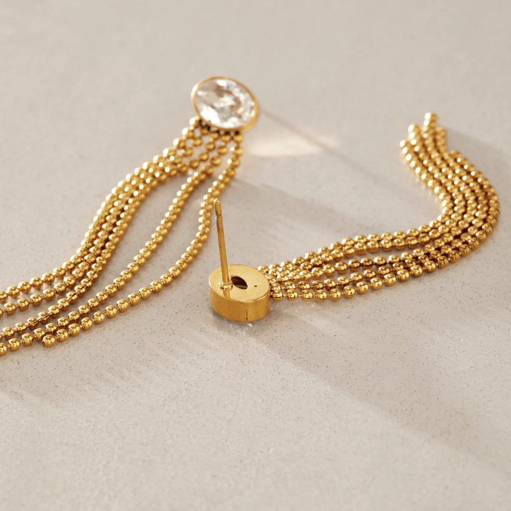 KIKA Geometric Zircon Earrings PVDt 18K Gold Plated Stainless Steel 316L