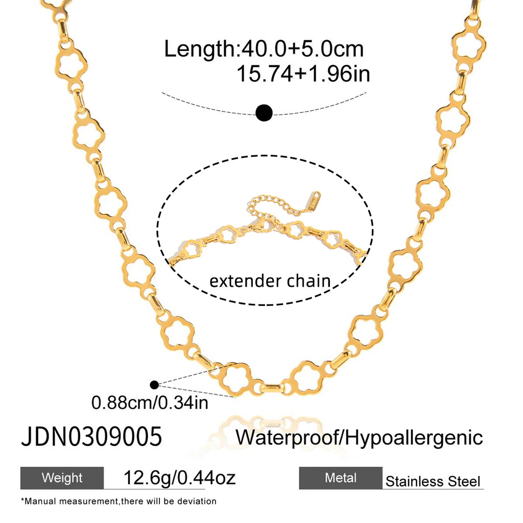 Kika Simple Classic 18K PVD Stainless Steel Hollow Flower Basic Chain Necklace