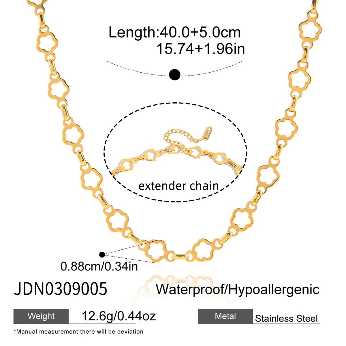 Kika Simple Classic 18K PVD Stainless Steel Hollow Flower Basic Chain Necklace