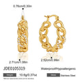 Kika Punk Cuban Chain Shape Clip Earrings Minimalist 18K Gold Plated Stainless Steel Earrings 316L