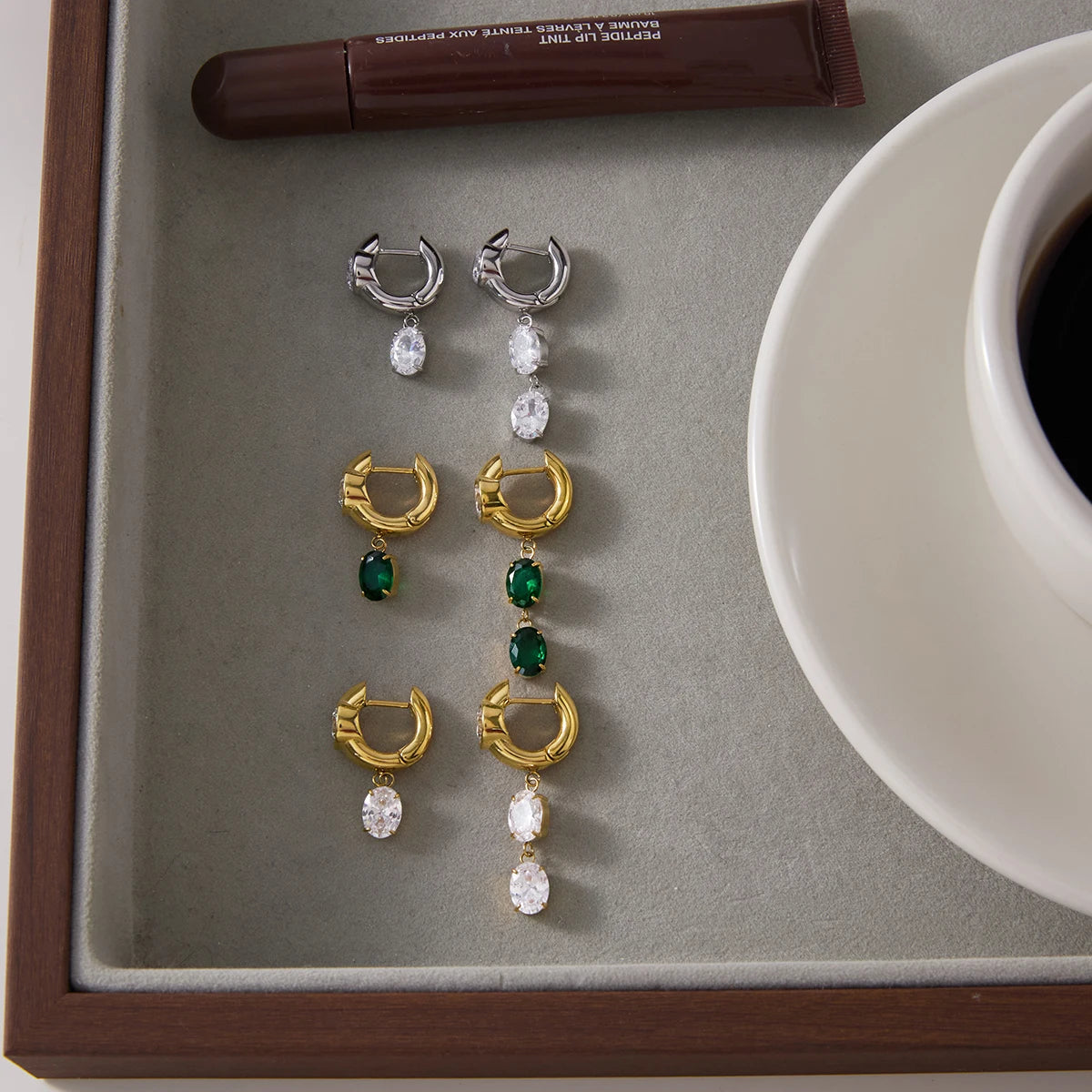 Kika Elegant Geometric Zircon Drop Earrings