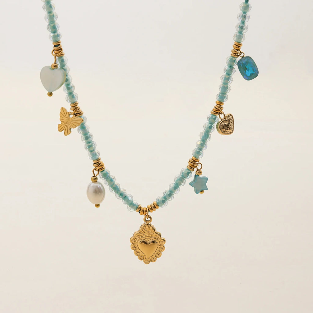 Kika Ocean Vacation StyleHeart shaped Butterfly  Necklace