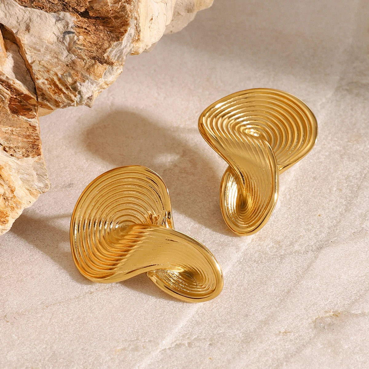 Twisted Ribbed Earrings Dainty