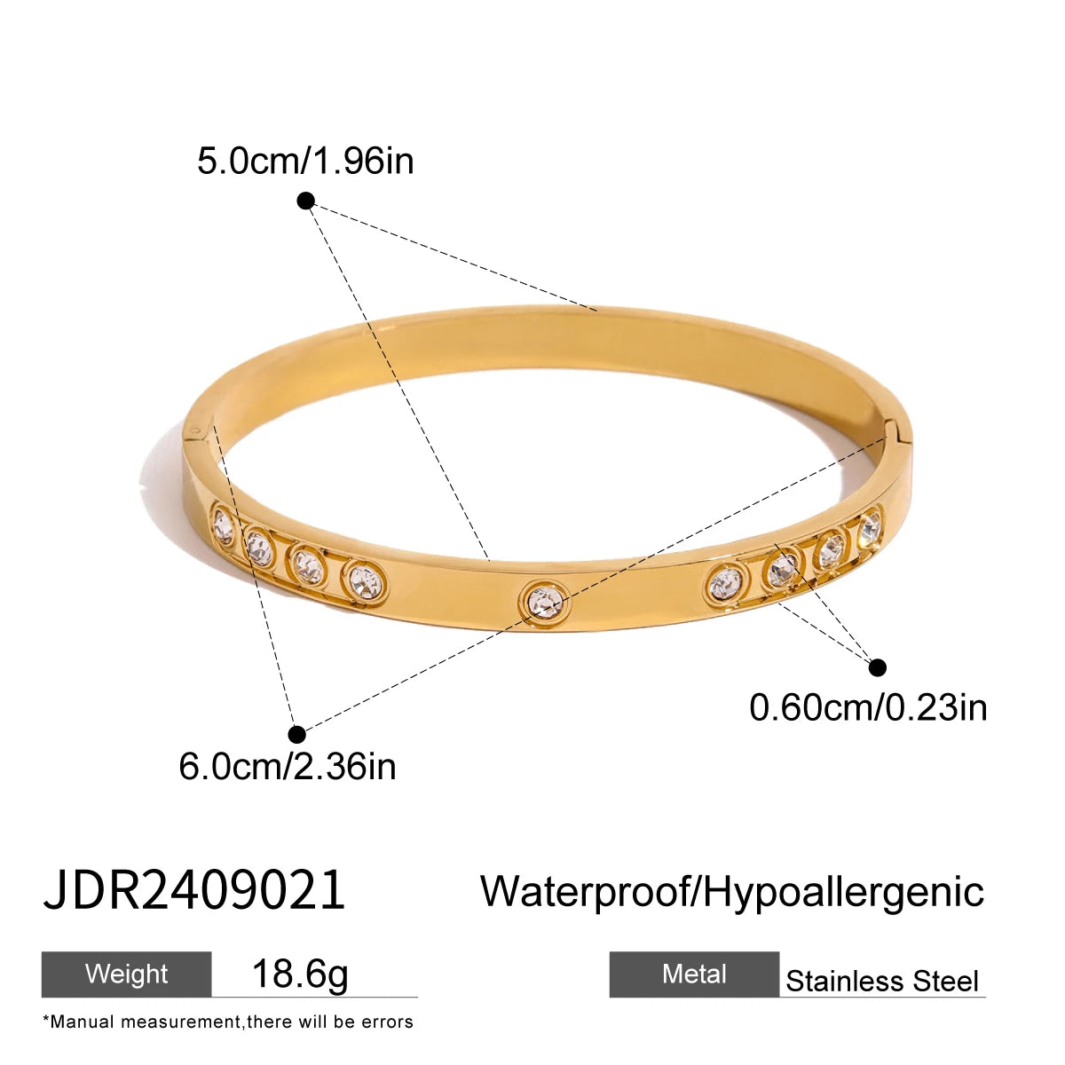 Zircon Bangle Heart Bracelet