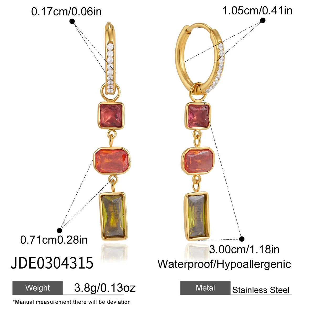 Kika Elegant Multicolor Geometric Zircon Drop Earrings