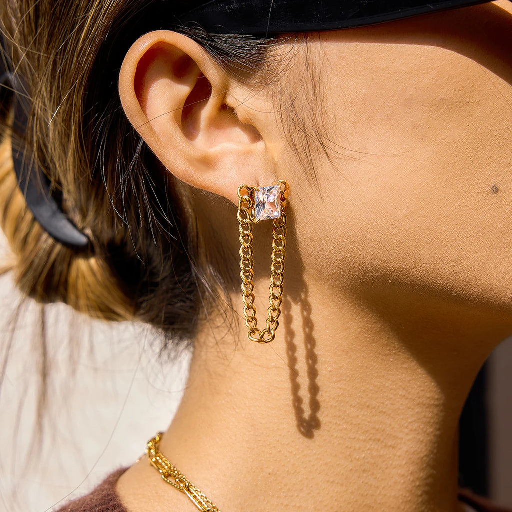 Kika Big Square Zircon Earring