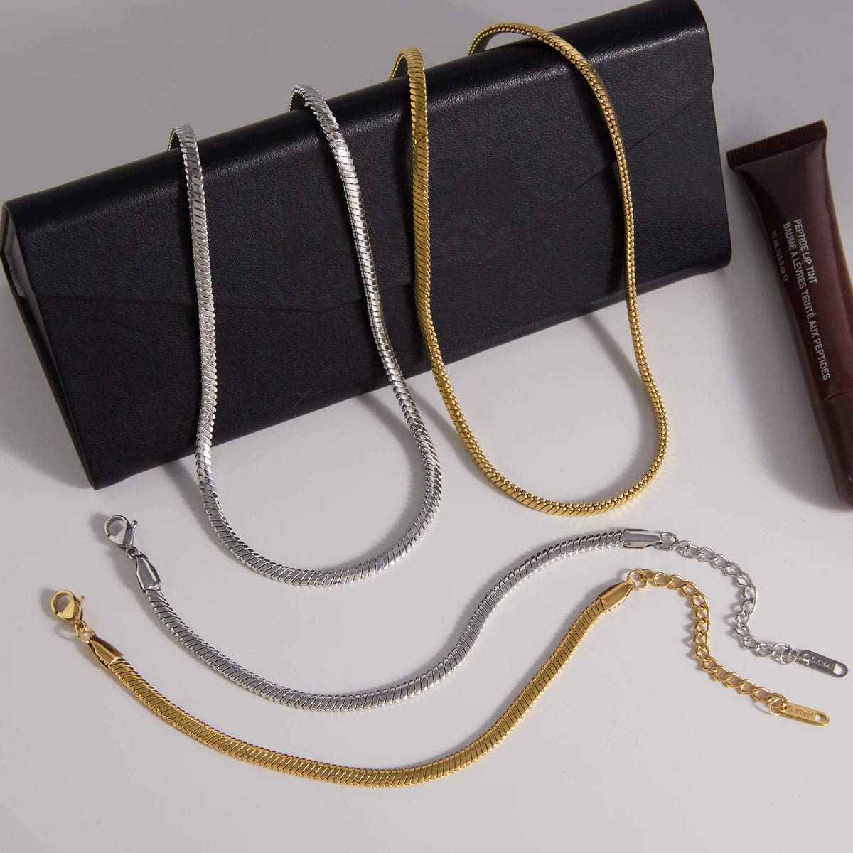 Kika Minimalism Simple Steel Color Snake Bone Chain Necklace