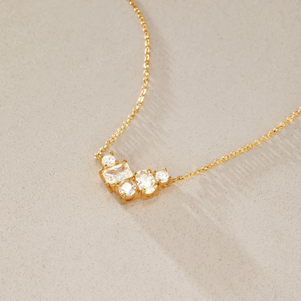 KIKA Geometric Zircon Pendant Necklace For Women Minimalist 18K Gold PVD Plated Stainless Steel Necklace Fashion Jewelry Gift
