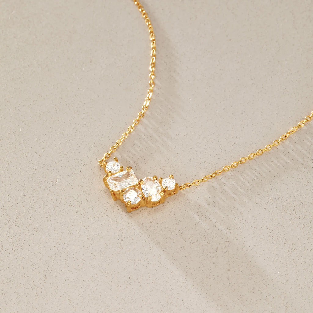 KIKA Geometric Zircon Pendant Necklace For Women Minimalist 18K Gold PVD Plated Stainless Steel Necklace Fashion Jewelry Gift