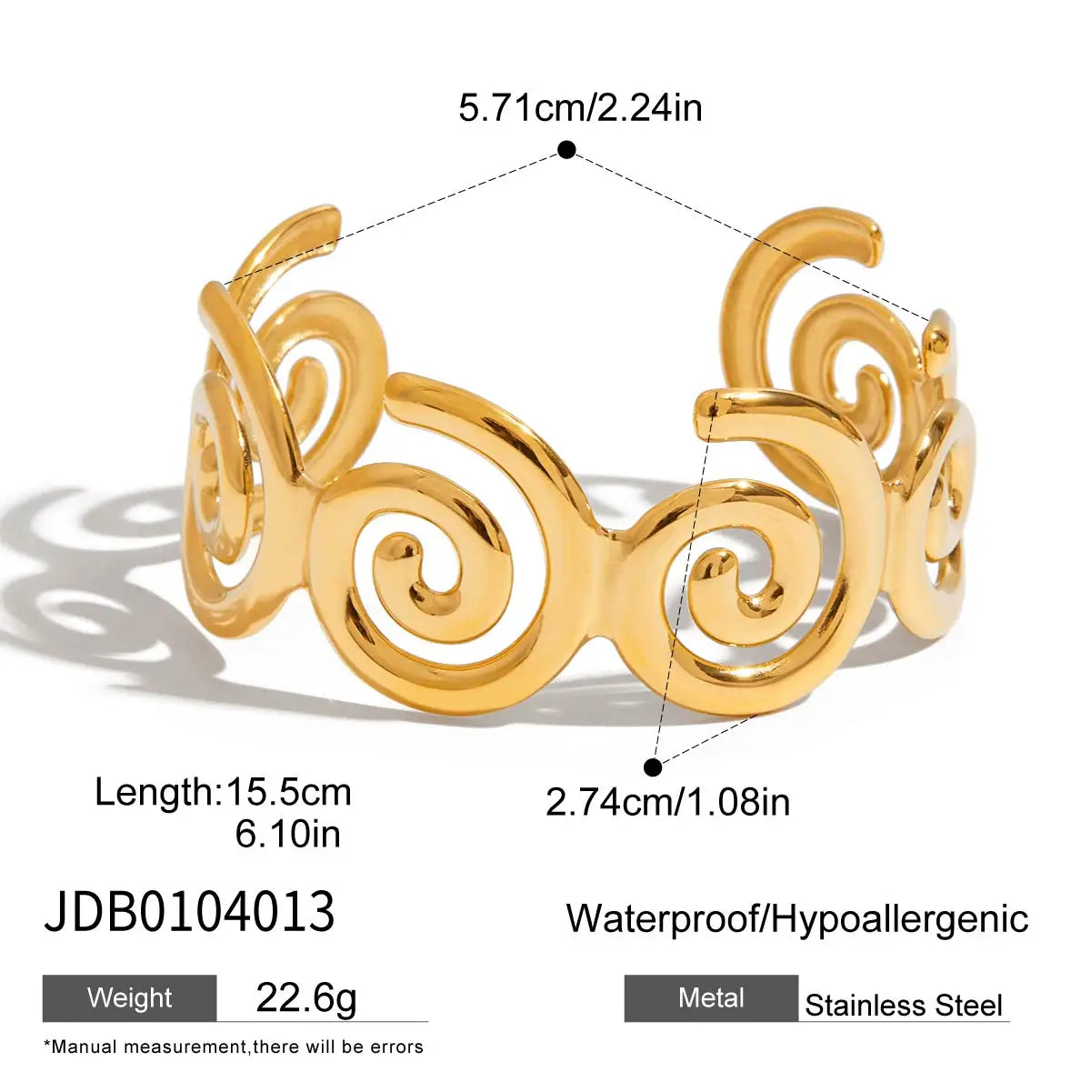 KIKA Minimalist 18K Gold Color Plated Stainless Steel Spiral Hollow Bracelet Conch Stackable Bracelet Women's Accessories Part