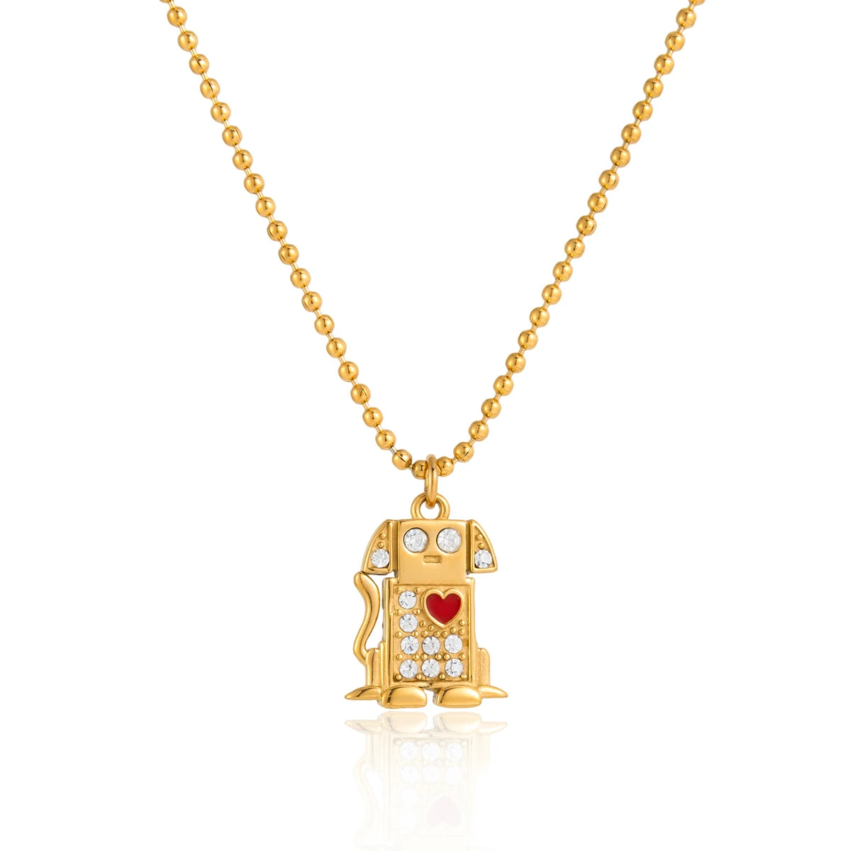 Cute Hug Dog Cat Pet Pendant Rhinestone Necklace