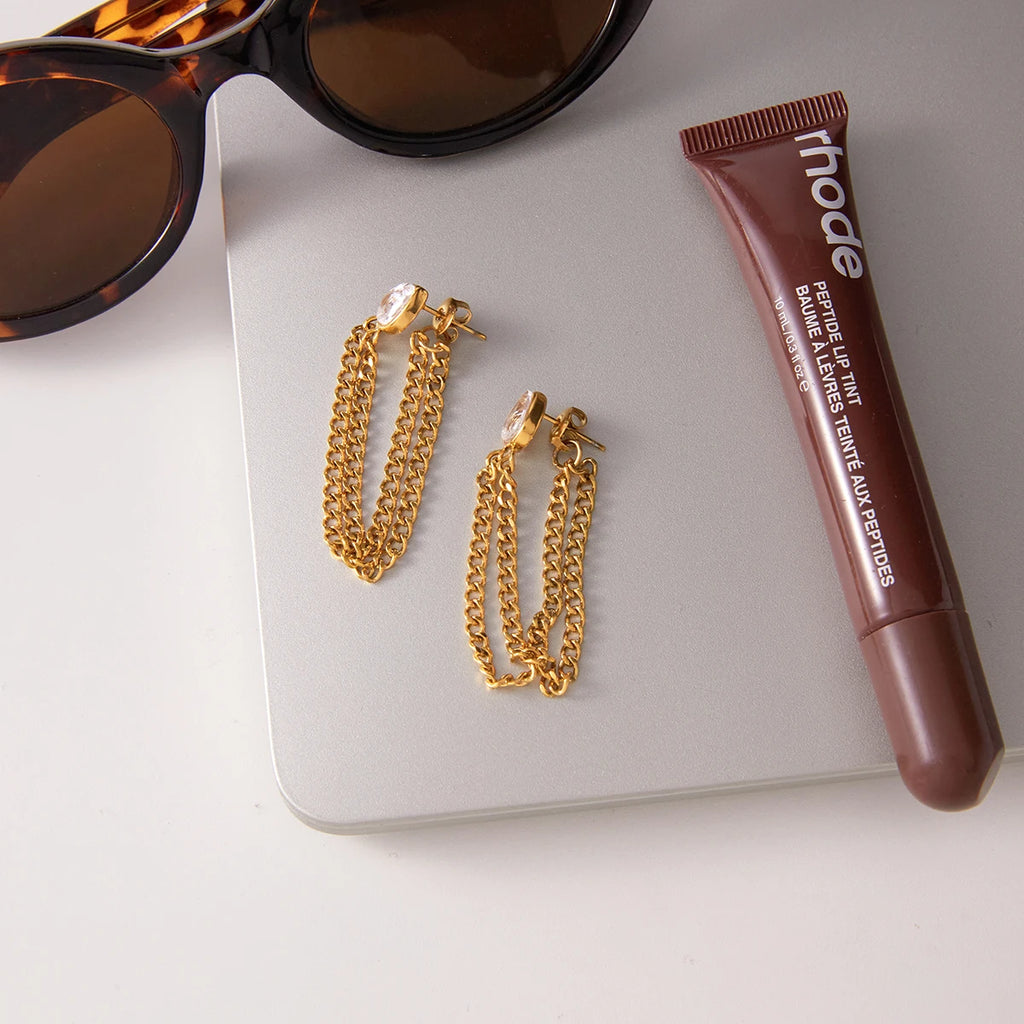 KIKA Classic Imitation Pearls Earrings  PVD Gold Plated Stainless Steel 316L