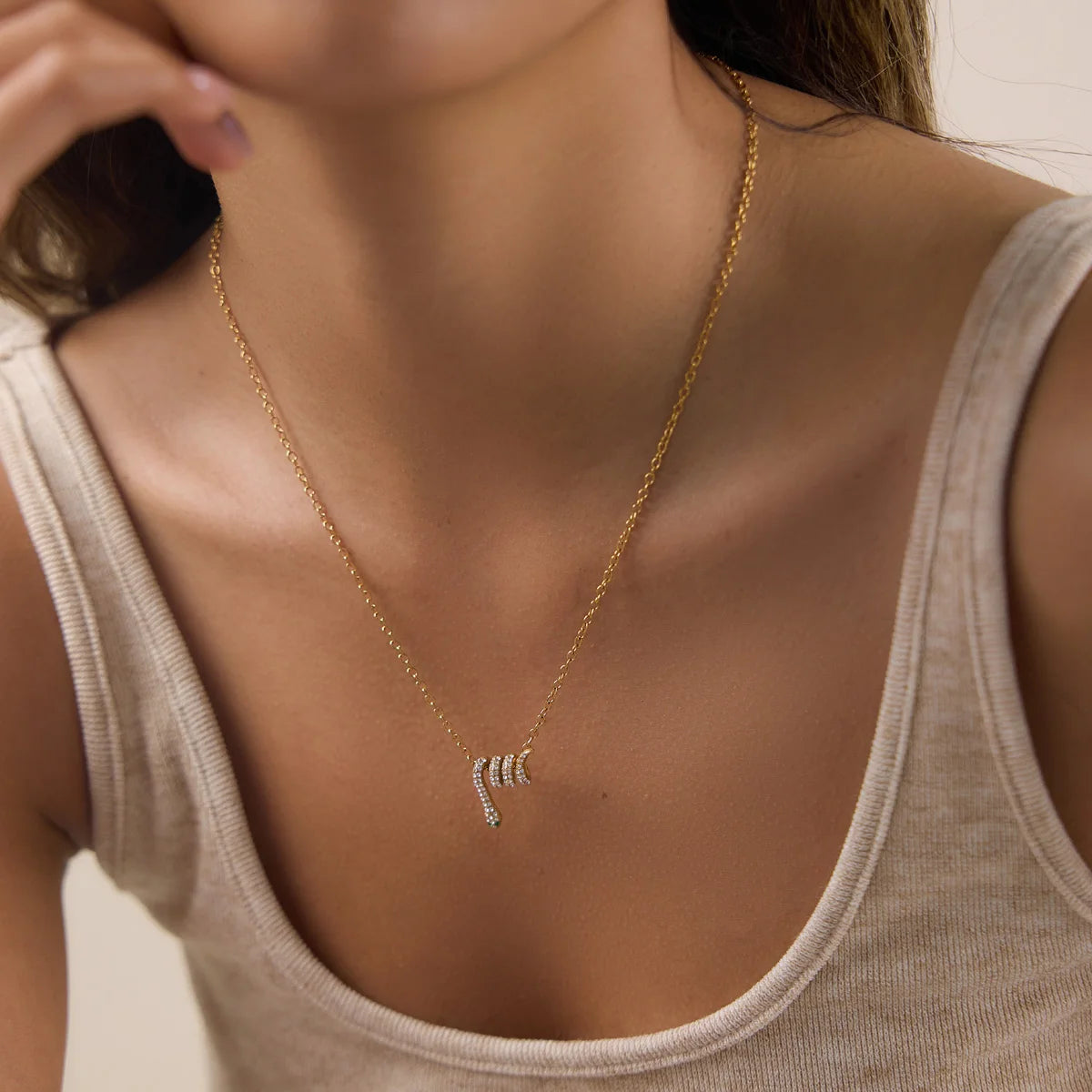 Kika Delicate Crystal Snake Pendant Necklace