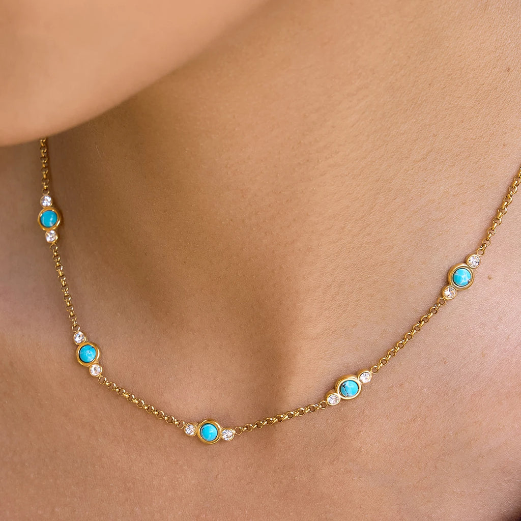 Classic Artificial Blue Turquoise Necklace