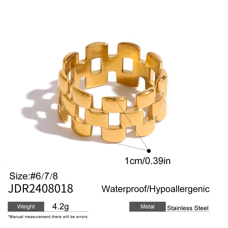 KIKA Fashion Square Hollow Two tone Ring Stainless Steel 316L