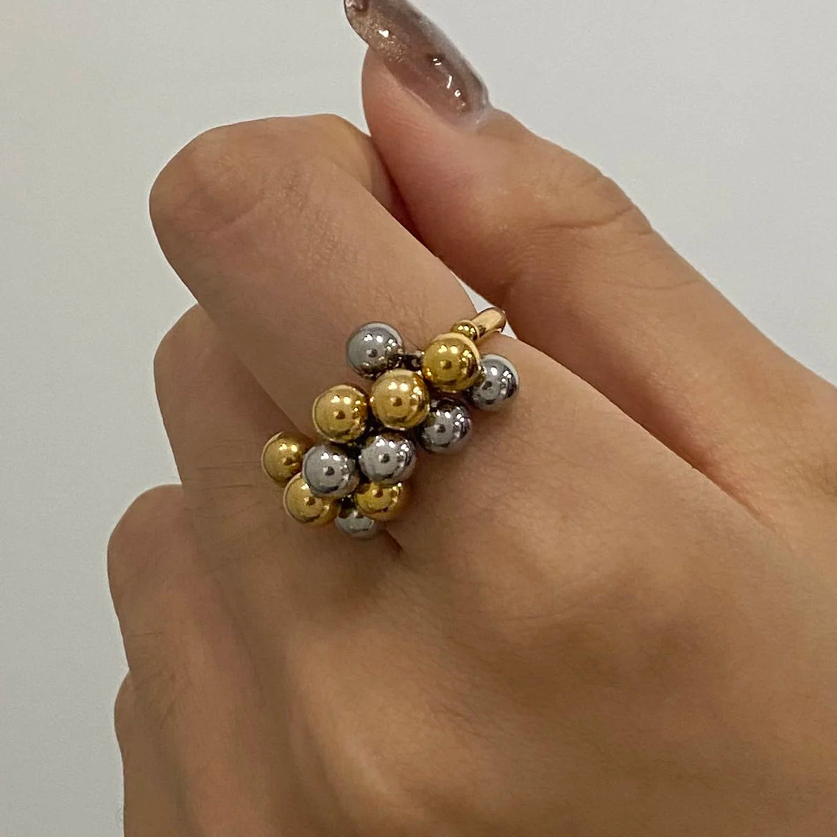 Kika Fashion Little Steel Ball Ring Stainless Steel 18K Gold Plated Stackable Women's Jewelry Gift for Her