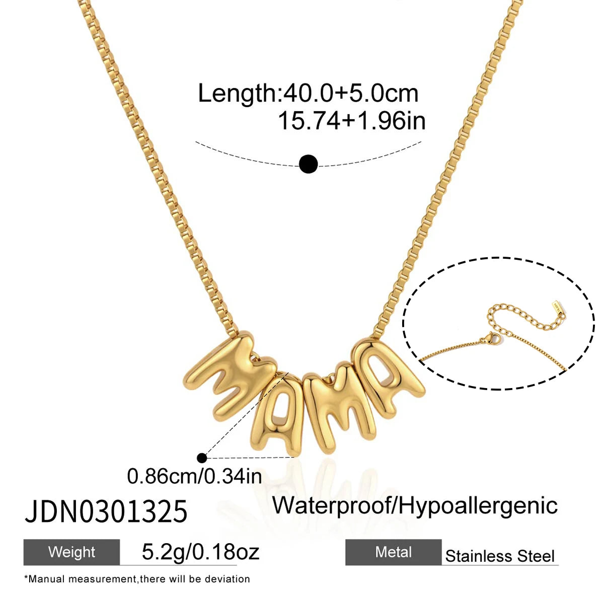 Kika Delicate Gold Color Bubble Letter Mama Mother'S Day Necklace ñ