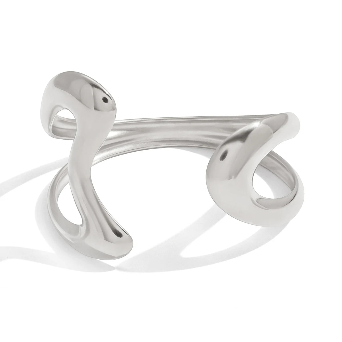Minimalism Double Layered Hollowed-Out Asymmetric Opening Bracelet With Wavy Design ñ