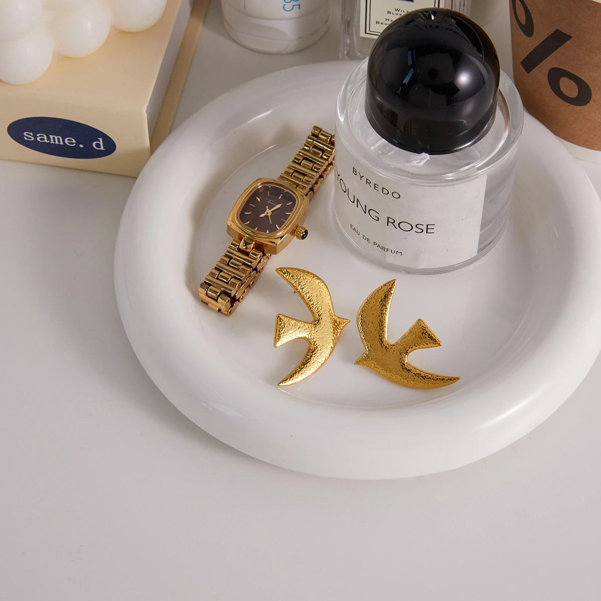 Kika Hammer Patterned Peace Dove Stud Earrings