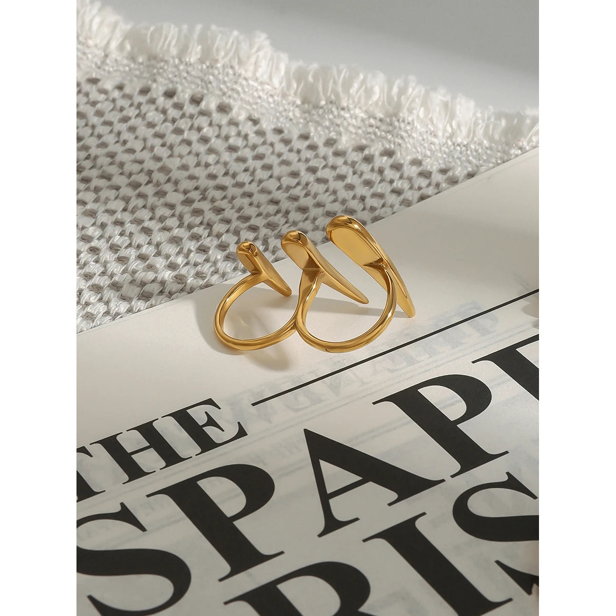 Kika Minimalism 18k Gold-Plated Color Stainless Steel Exaggerated Claw Ring