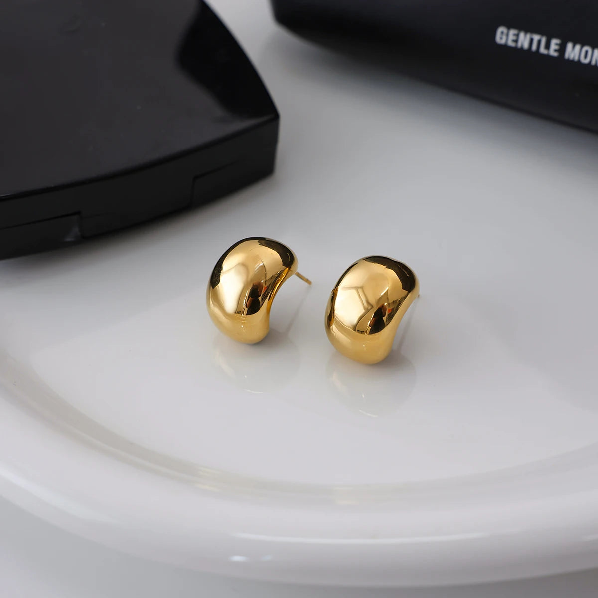 Minimalist 18K Gold Color Plated Stainless Steel Smooth C-Ring Ear Studs