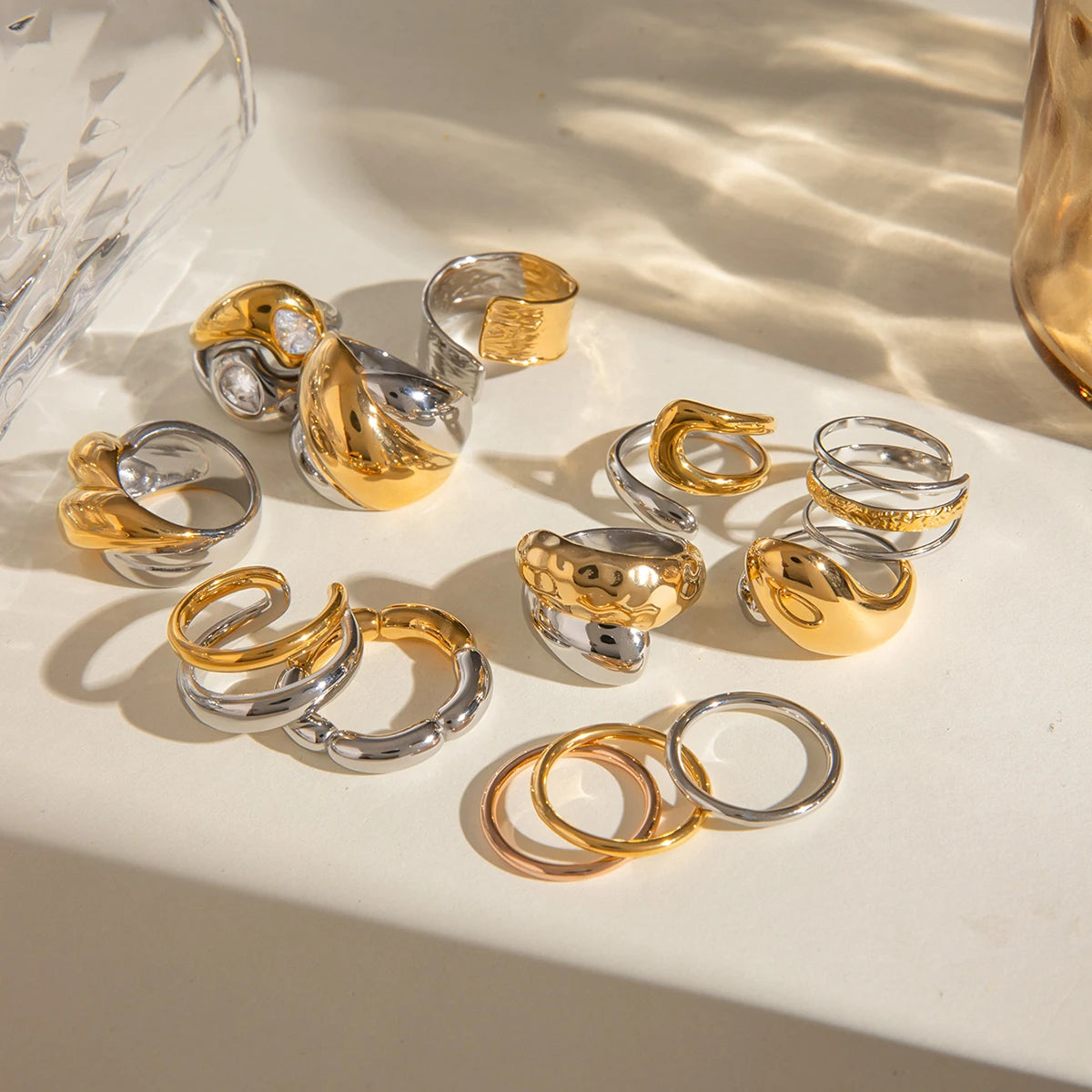 kika Mixed Metal Ring For Women Gold Color And Silver Color Two Tone Ring