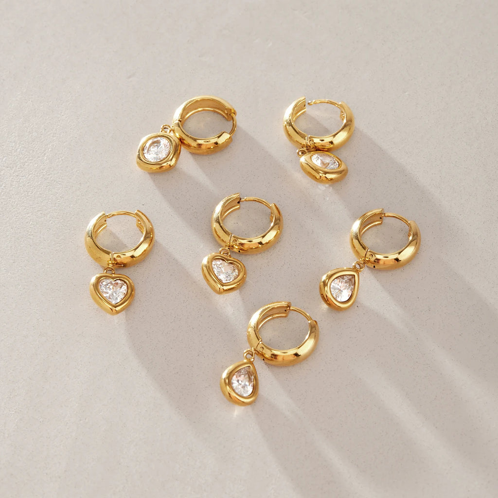 KIKA Delicate Geometric Zircon Drop Earrings  18K Gold PVD Plated Stainless Steel 316L
